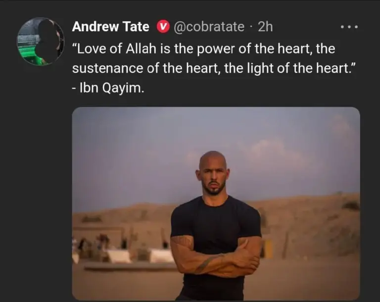 L’homme le plus googlé, Andrew Tate accepte l’islam.