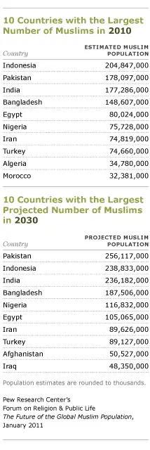 Top 10 des projections des pays musulmans