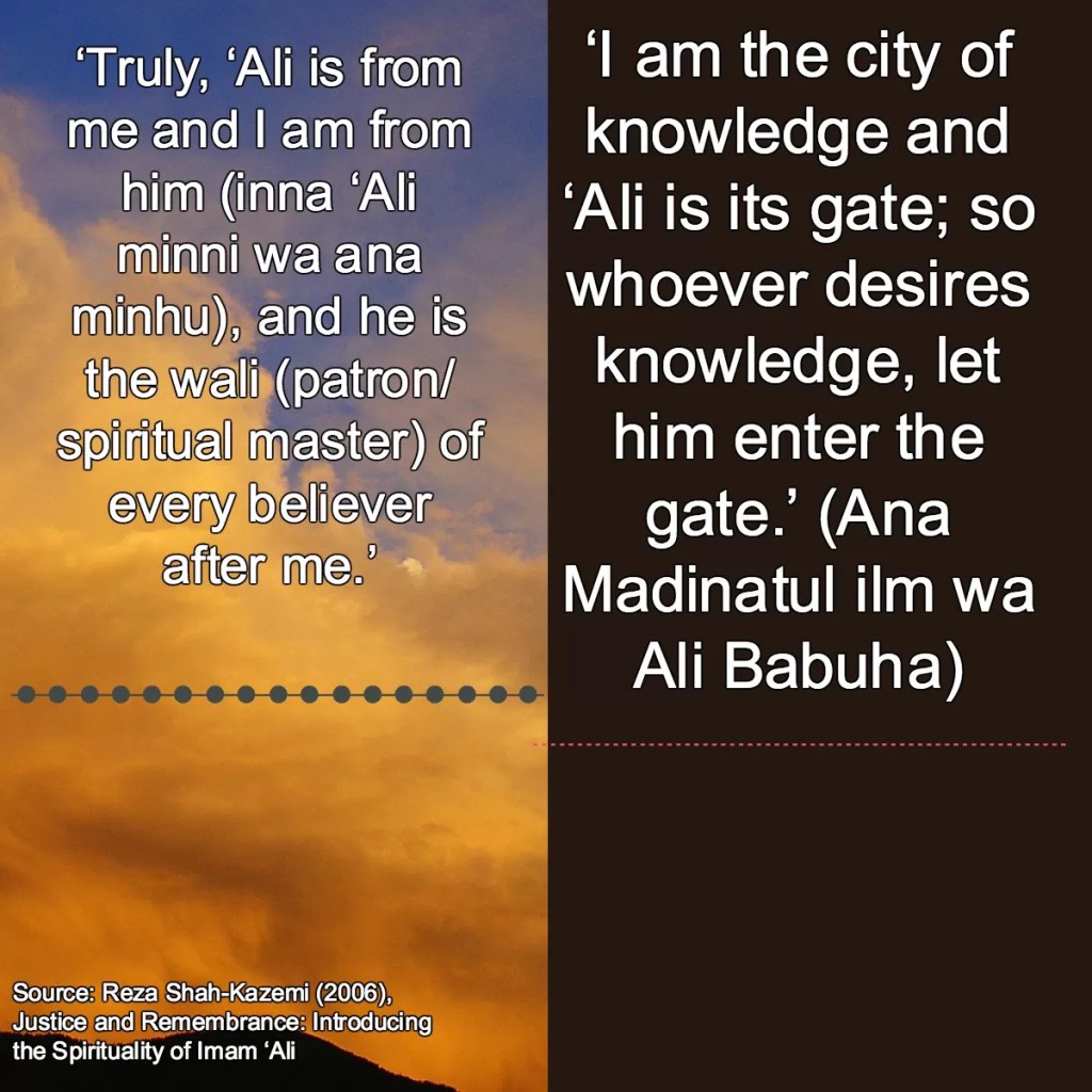 Mahomet à propos d'Ali Hadiths