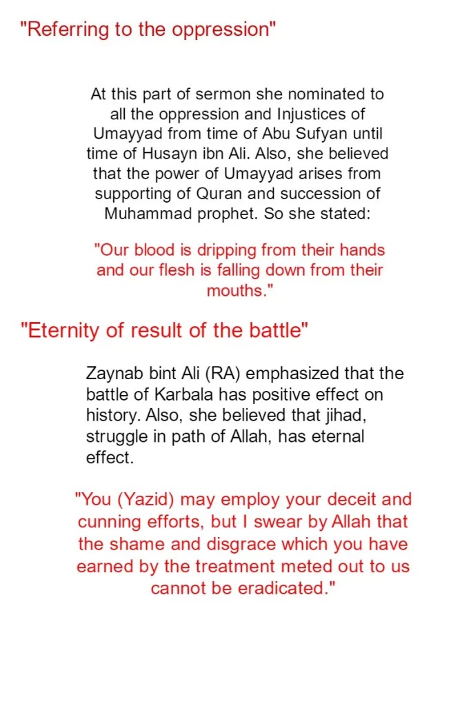 Sermon de Zaynab bint Ali à la cour de Yazid 3
