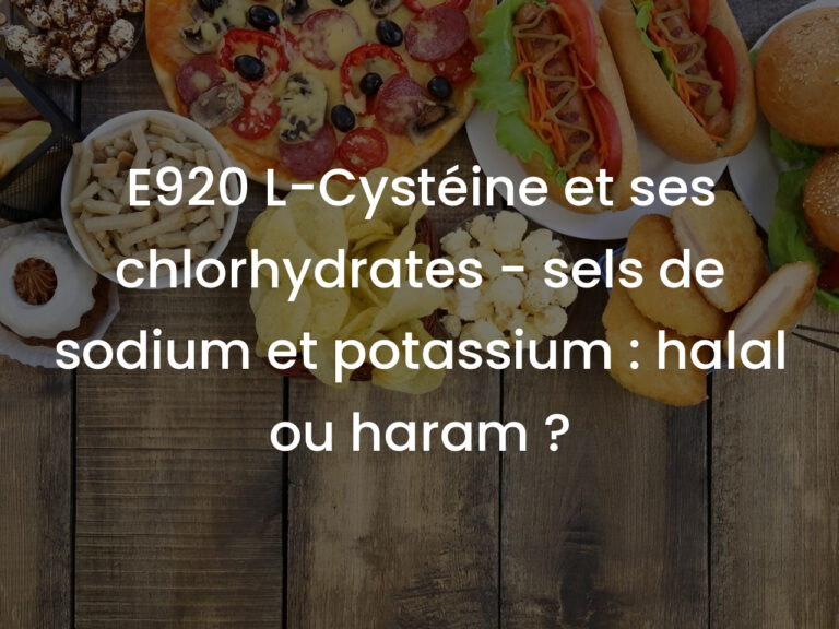 E920 L-Cystéine et ses chlorhydrates – sels de sodium et potassium : halal ou haram ?